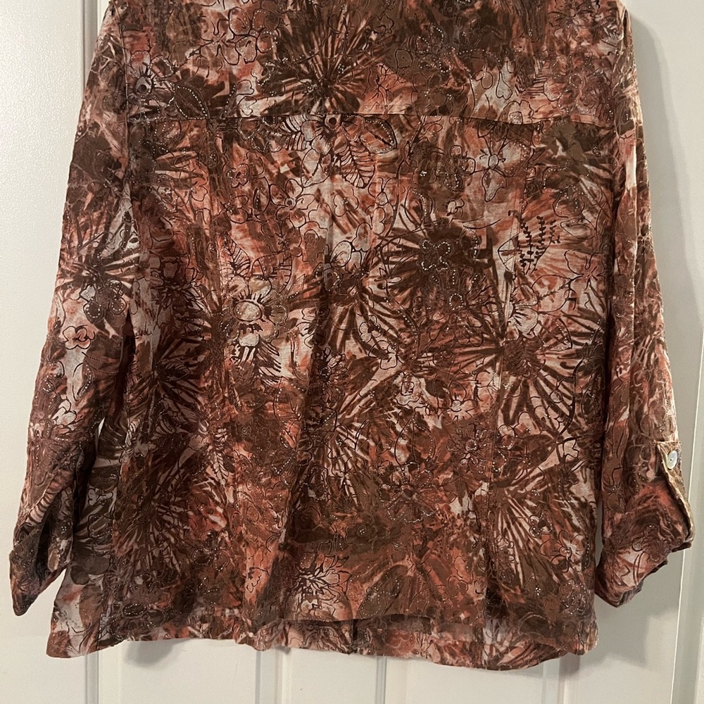 Ruby Rd. Earthy Tones Button-Up Blouse - Picture 5 of 7